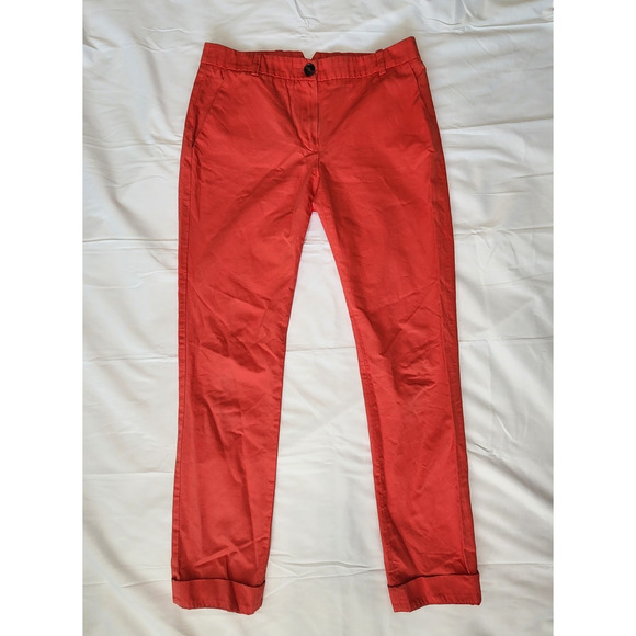 Lacoste Orangey-Red Women's Size US 4, FR 36 Chino Cotton Pants Made in France - Picture 11 of 11